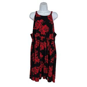 Torrid Rose Print Ponte Scoop Neck Skater Dress Size 22